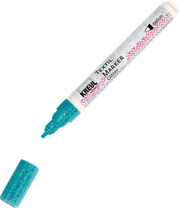 Produktbild Kreul Stoffmalstift, Textilmarker Javana texi mäx Glitter für helle und dunkle Stoffe (Türkis, 4 mm)