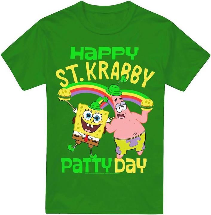 Actual product image Spongebob Squarepants Mens St Krabby Patty Day St Patricks Day T-Shirt (XL)