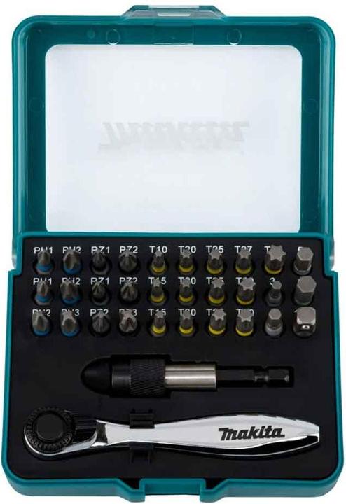 Image du produit Makita P-79790 Jeu de cliquets + embouts 32 pièces (3.0, 4.0, 5.0, 6.0, PH1, PH2, PH3, PZ1, PZ2, PZ3, T10, T15, T20, T25, T27, T30, T40)