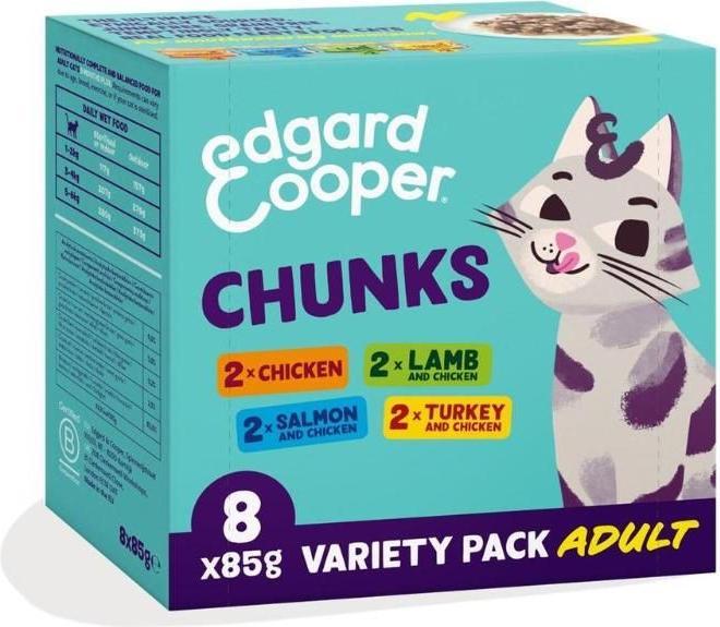 XXX Edgard Cooper - Mangime veterinario per gatti adulti a pezzi Multipack - 8x85g (Adulto, 8 pz., 680 g)
