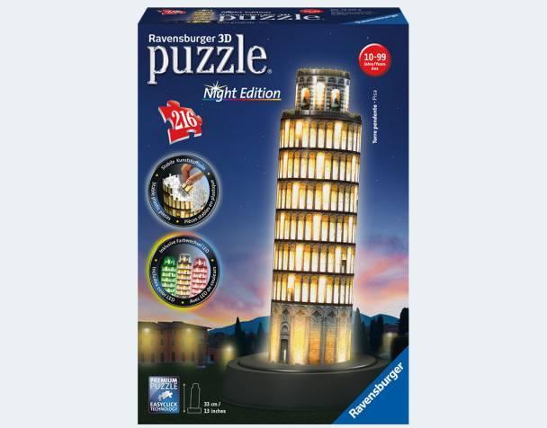 Actual product image Ravensburger 3D - Tower of Pisa Night Edition (216 pieces)
