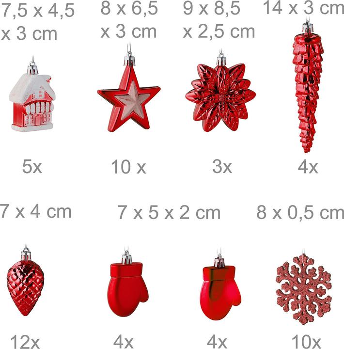 Image du produit Relaxdays Ensemble de boules de Noël (100 -pièce)