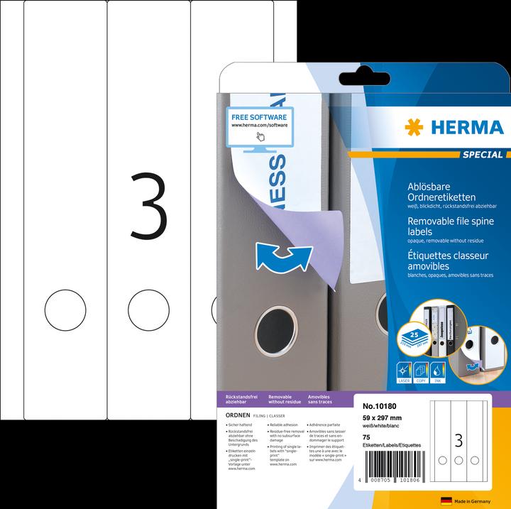 Actual product image HERMA Removable A4 file labels