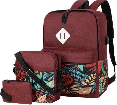 Only-Bags.Store 3pcs Rucksack, 1 Set Casual Computer Schultasche mit Umhängetasche und Mini-Münzgeldbörse für