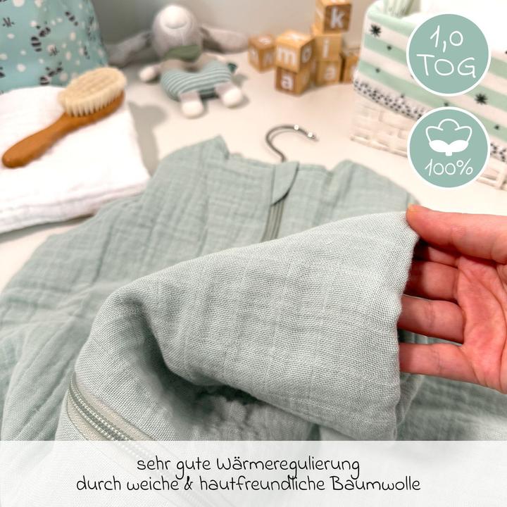 Produktbild Makian Schlafsäcke Musselin-Schlafsack - Mint - Gr. 60 cm (60 cm, 1.0 TOG)