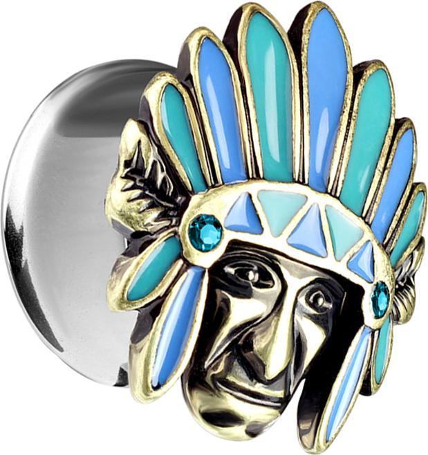 Actual product image Star Piercing Flared Plug Indian (Brass, Surgical steel 316L)