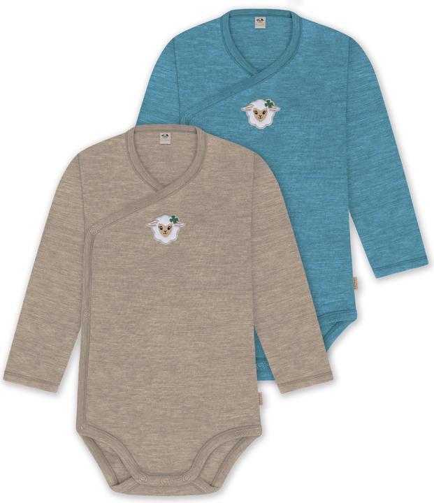 Normani 2er Pack Bio Baby-Body Langarm Wickelbody aus Merinowolle für Junge und Mädchen - 9353