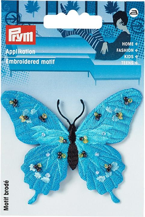 Actual product image Prym Application exclusive butterfly, turquoise, with beads (1 x)