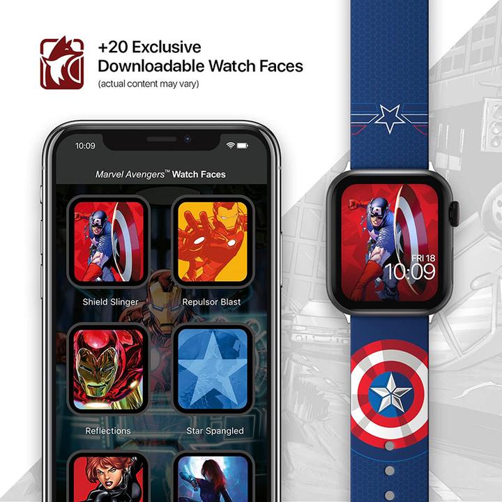 Image du produit Moby Fox Marvel bracelet pour smartwatch Insignia Collection : Captain America (Silicone)