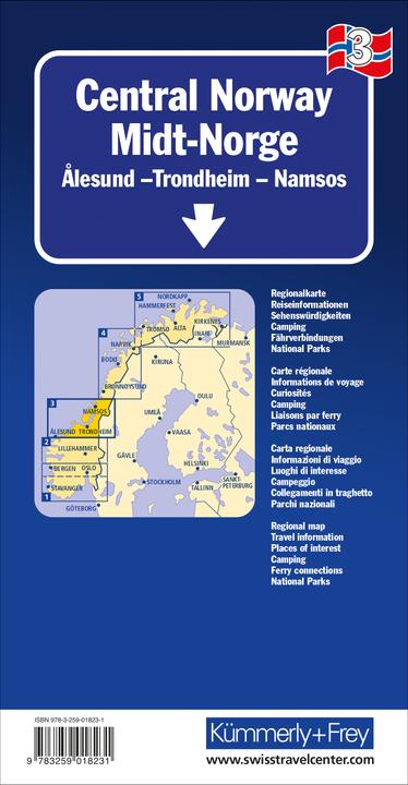 Image du produit Carte Kümmerly+Frey Norvège centrale Carte régionale. Norvege Centrale / Central Norway / Midt-Norge