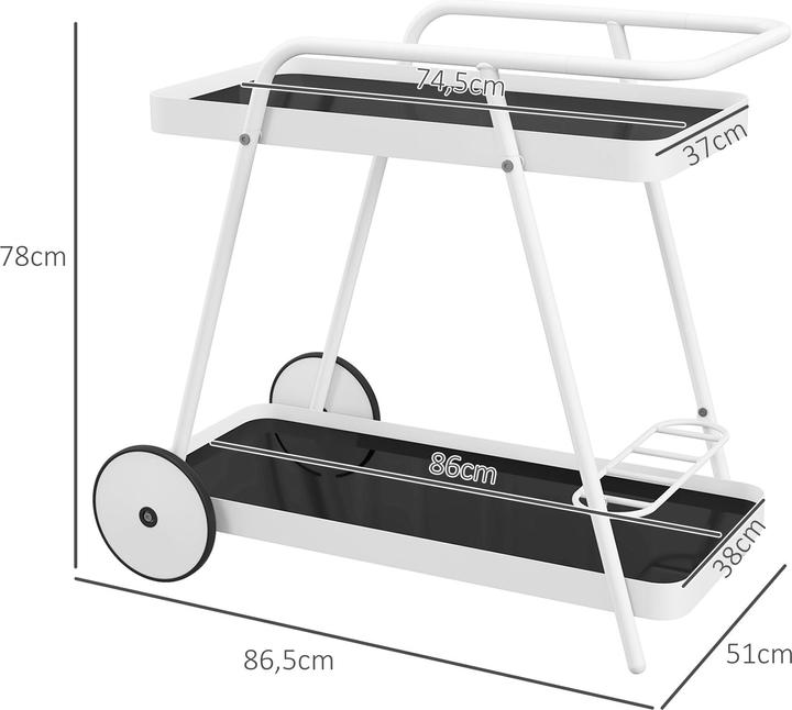 Image du produit Outsunny Chariot de jardin avec 2 niveaux, poignée et roulettes