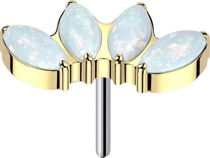 Produktbild Star Piercing Threadless vergoldet vier Opale weiss (Titan G23, ohne Messing)