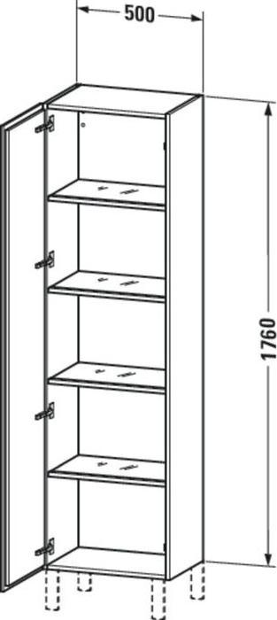 Actual product image Duravit Tall cabinet L-CUBE 500x363x1760mm Ans left dark walnut