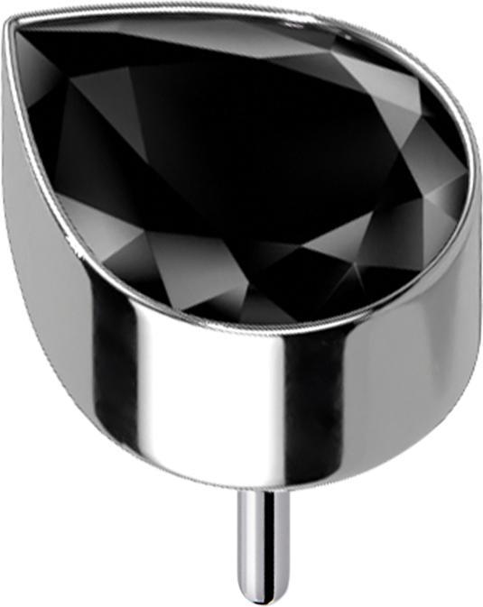 Produktbild Star Piercing Threadless silber mit Tropfen Kristall schwarz (ohne Messing, Titan G23)