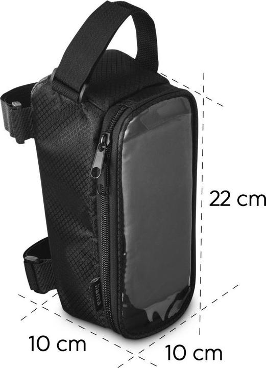 Produktbild Hama Fahrrad-Rahmentasche mit durchsichtigem Handy-Fach, für Oberrohr, Schwarz (1.70 l, Rahmentasche)