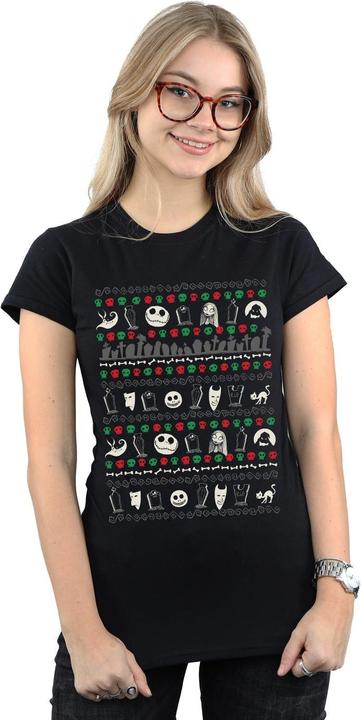 Actual product image Disney Womens/Ladies Nightmare Before Christmas Festive Icons Cotton T-Shirt (XXL)