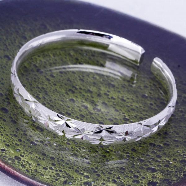 Actual product image Hermex LUXURY Platinum Plated Bangle Bracelet Charms Zirconia - Platinum (21 cm, Copper-nickel alloy)