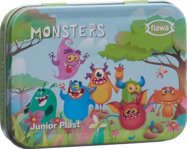 Image du produit Flawa Junior Plast strips Monsters Tin Box (20 x)