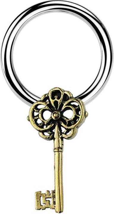 Actual product image Star Piercing Micro Closure Ring silver key gold plated (Brass, Surgical steel 316L)
