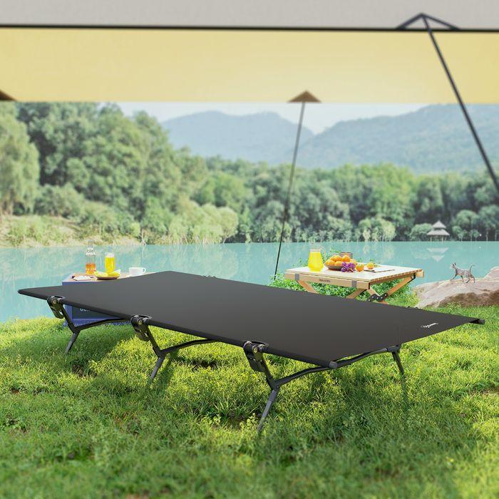 Actual product image Swisshandel24 Feldbett faltbar Campingbett mit Tragetasche 200 x 100 x 36 cm Gästebett Schwarz
