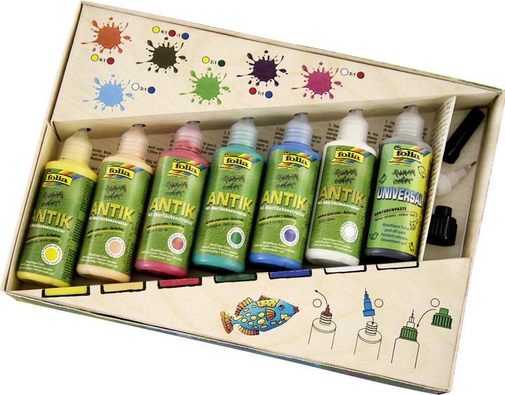 Actual product image Folia Window Color Set Funny Color Antique Professional Set 7 pieces (Multicoloured, 560 ml)