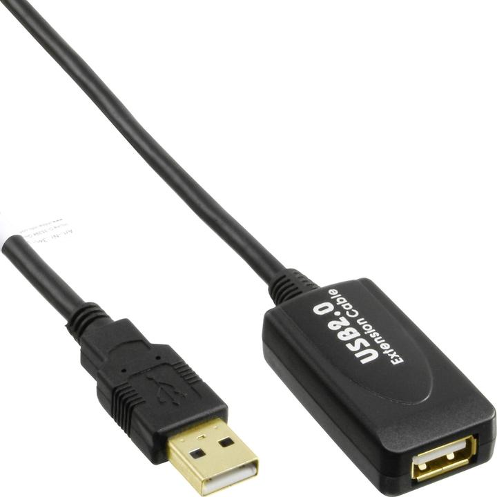 Produktbild InLine USB 2.0 Aktiv-Verlaengerung 5m mit Signalverstaerkung / Repeater Stecker A an Buchse A 5m (5 m, USB 2.0)