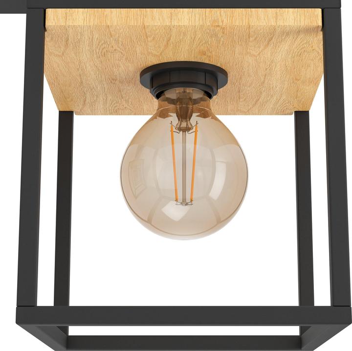 Actual product image EGLO Ceiling light steel/wood 3-light HxLxW 240x860x180 mm Libertad black/brown (E27)