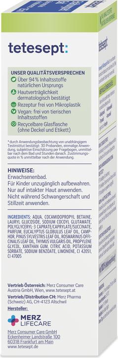 Nährwerte und Zutaten Tetesept Badekonzentrat Erkältungszeit Bad 125ml (125 ml, Badeöl)