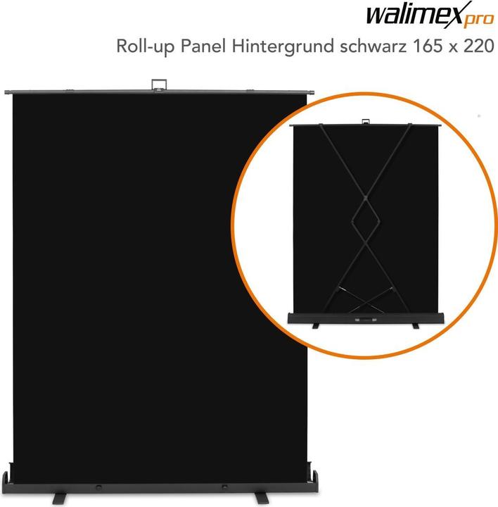Walimex pro Pannello roll-up sfondo nero 165x220 (176.50 cm, 226 cm)