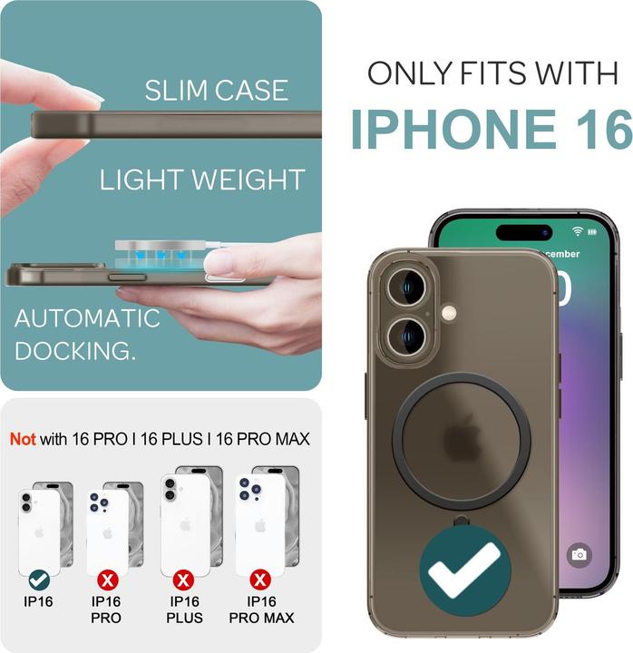 Actual product image Nalia Extremely thin 0.3mm hard case with MagSafe, matt cover (Apple iPhone 16)