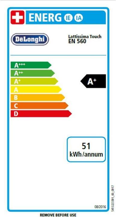 Label énergétique De'Longhi Lattissima Touch (NESPRESSO Original)