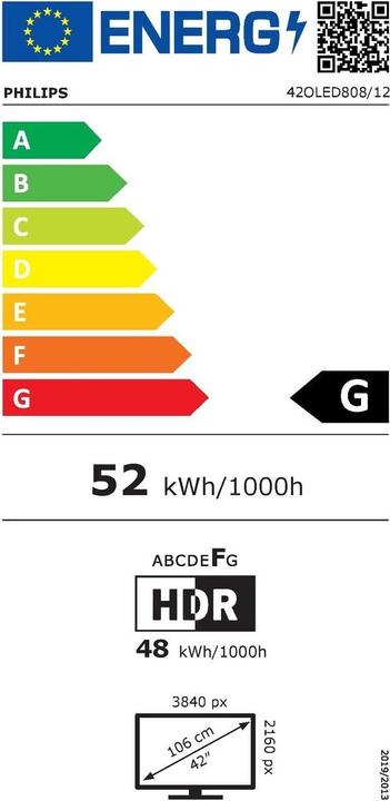 Energy Label Philips 42OLED808/12 (42", OLED808, OLED, 4K, 2023)