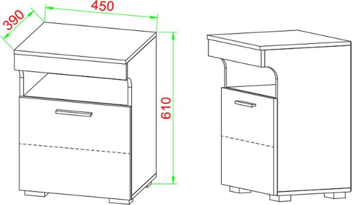 Immagine prodotto VCM Comodino Tavolino Porta girevole Console Boxspring Comodino Slepal M (45 x 39 x 61 cm)