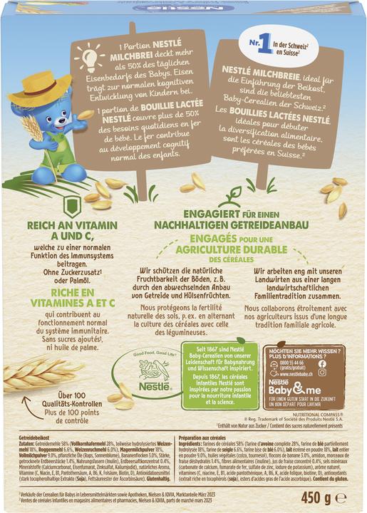Valeurs nutritives et ingrédients Nestlé Bouillie lactée banane fraise & céréales complètes 8 mois pdr (515 g)