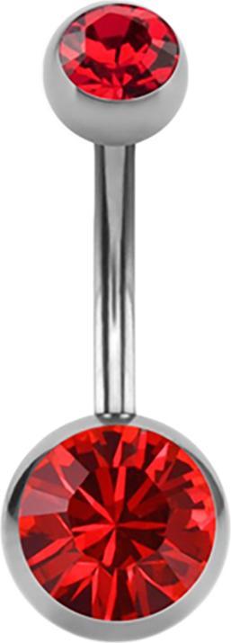 Produktbild Star Piercing Banane High Polished mit zwei Swarovski Kristallkugeln rot (ohne Messing, Chirurgenstahl 316L)