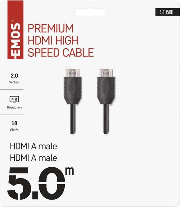 Immagine prodotto Emos Cavo HDMI 2.0 A maschio - A maschio ad alta velocità 5m (5 m, HDMI)
