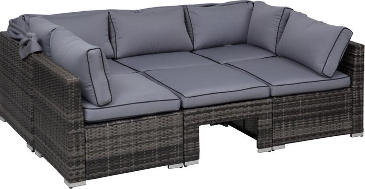 Immagine prodotto Outsunny Set da salotto in polyrattan con tettuccio parasole, cuscini e tavolino