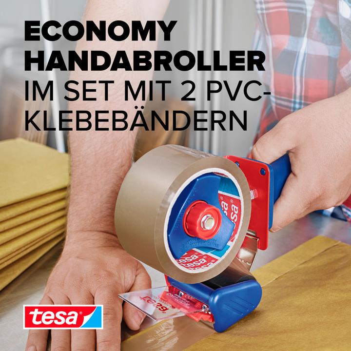 Actual product image tesa tesapack hand dispenser set with 2 tear-resistant PVC packing tapes (50 mm)