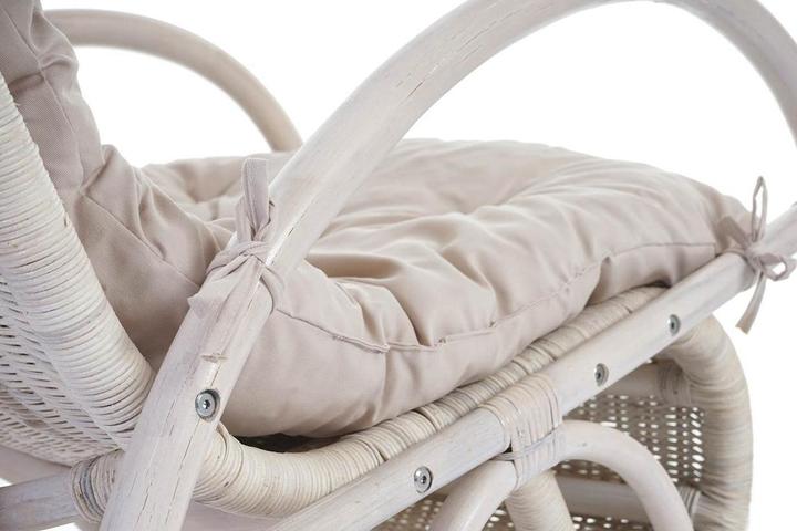 Produktbild Swisshandel24 Schaukelstuhl, Schwingsessel Rattansessel, weiss - Auflage creme