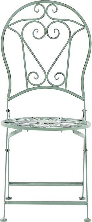 Actual product image Beliani Balcony Set green metal 2 chairs folding table TRENTO (70 cm)