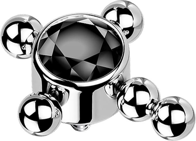 Produktbild Star Piercing Dermal Anchor silber Kreuz Kugeln Kristall schwarz (Titan G23, ohne Messing)