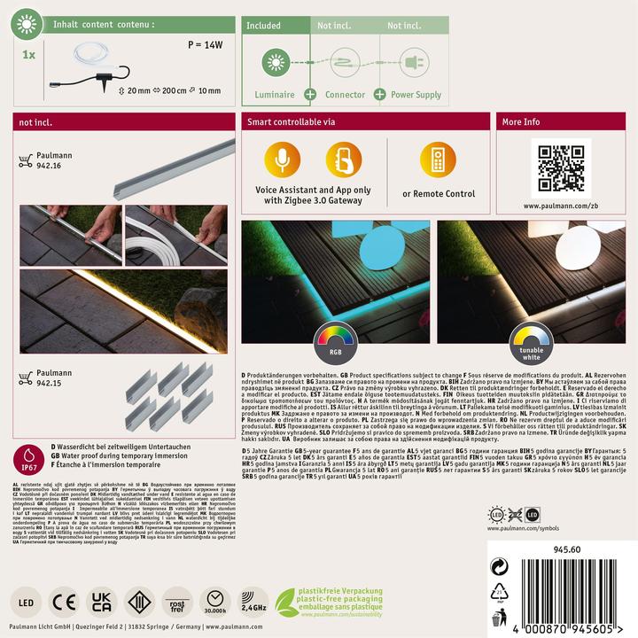 Actual product image Paulmann Plug & Shine Smooth (RGBW, 200 cm, Outdoor)