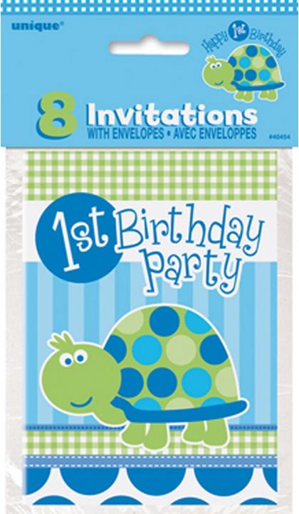 Immagine prodotto Unique Party Inviti tartaruga 1° compleanno confezione da 8 pezzi di carta