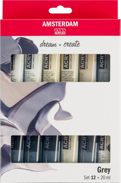 Amsterdam Acrylfarbe Greys 12 Tuben à 20 ml (Mehrfarbig, 20 ml)