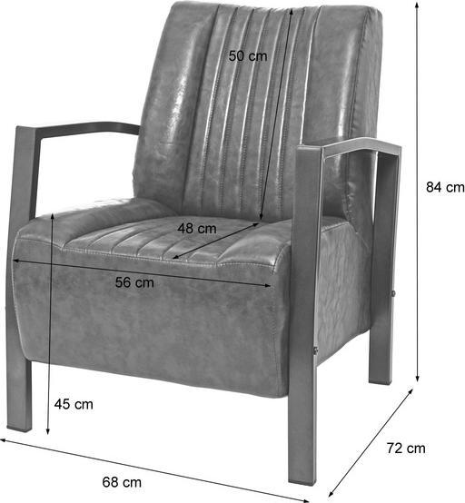 Immagine prodotto Swisshandel24 Poltrona, poltrona lounge imbottita reclinabile, design industriale in metallo - grigio vintage