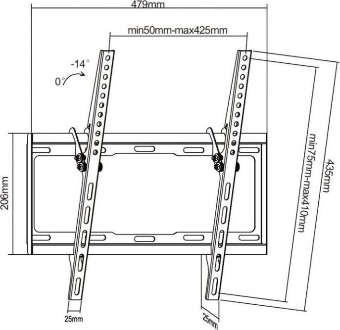 Actual product image Cabletech Wall-mounted tiltable TV 32-55 inch (max. 35 kg) (55", 35 kg)