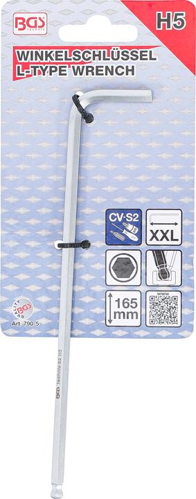 Image du produit BGS Clés allen extra longues six pans intérieurs/ six pans intérieurs à tête sphérique 5 mm