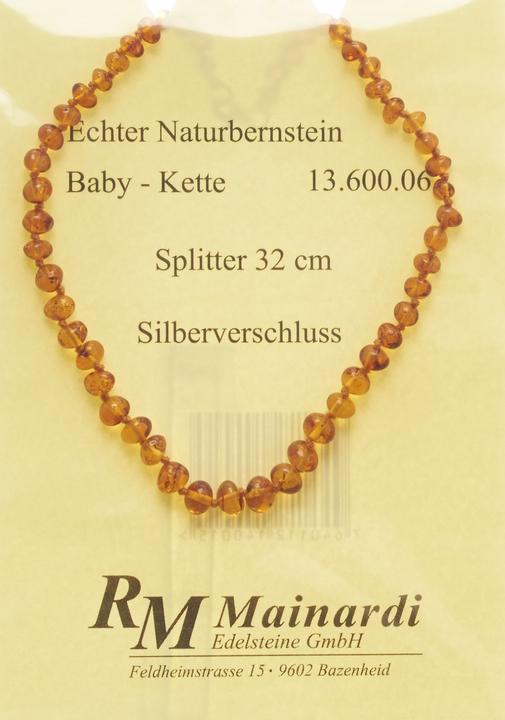 Immagine prodotto Mainardi Collana d'ambra naturale di 32 cm con chiusura in argento
