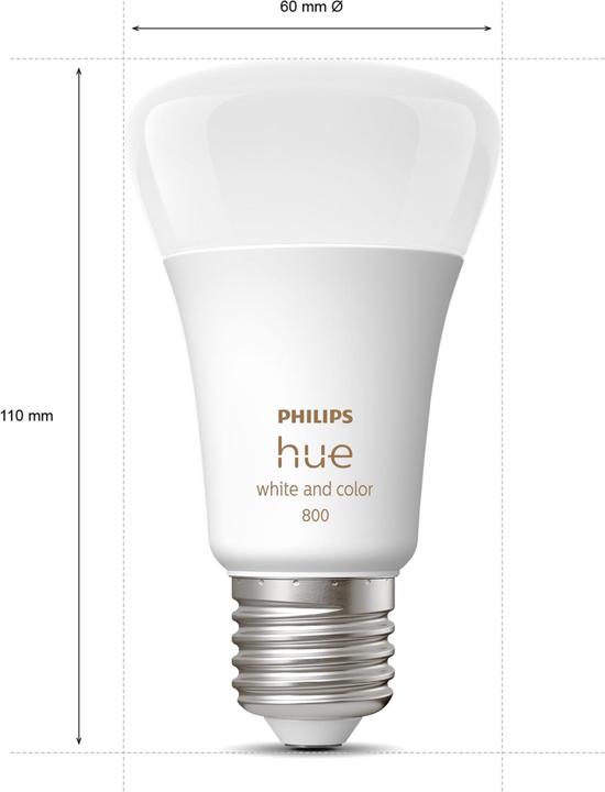 Philips Hue White & Color Ambiance BT (E27, 9.50 W, 806 lm, 2 x, F)