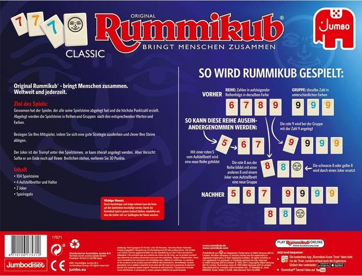 Valori nutrizionali e ingredienti Jumbo Rummikub Classico originale (Tedesco)